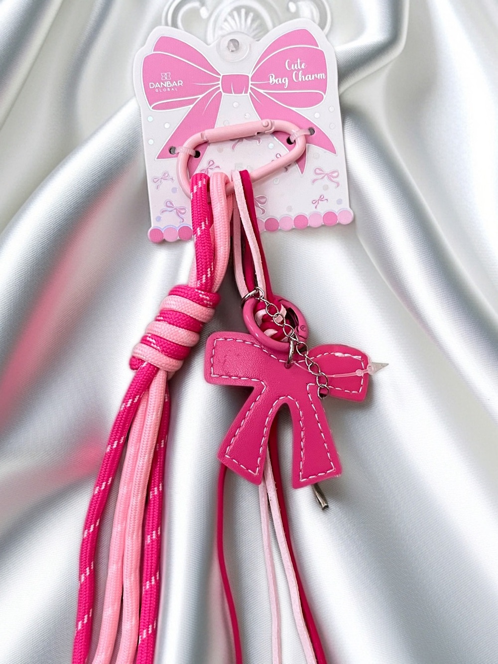 Danbar - Pink Bow Kids Bag Charm - Pink Tassel Keychain